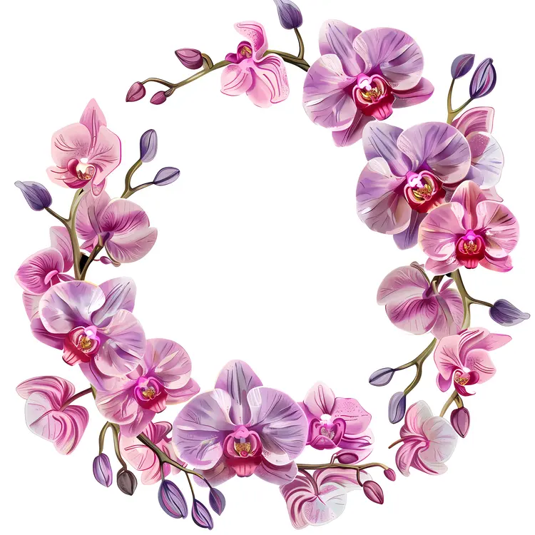 Elegant Pink and Purple Orchid Wreath