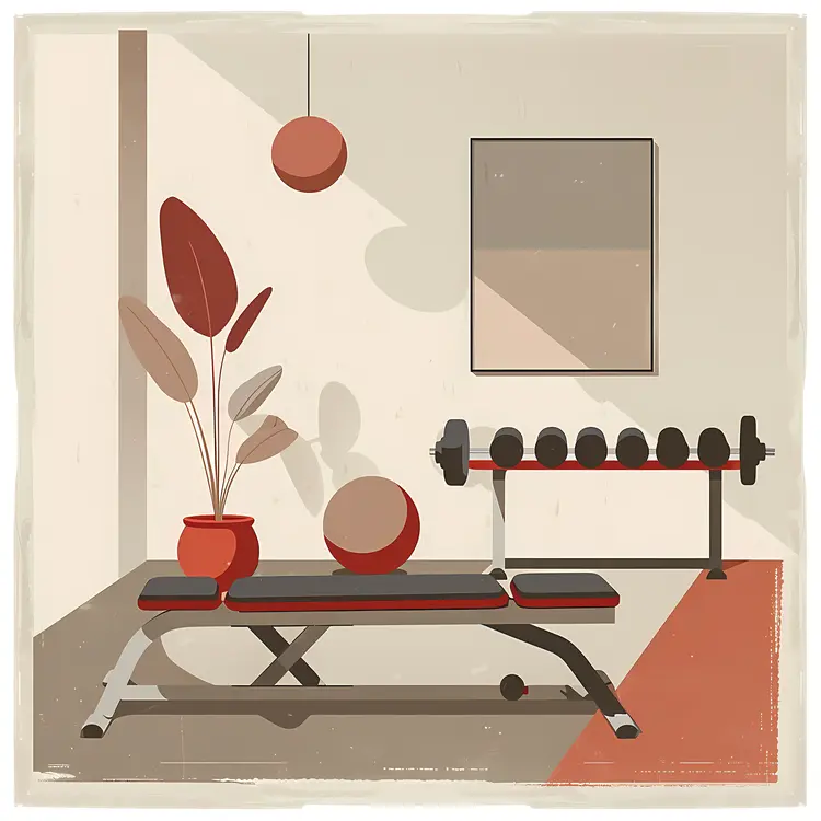 Vintage Gym Equipment Illustration