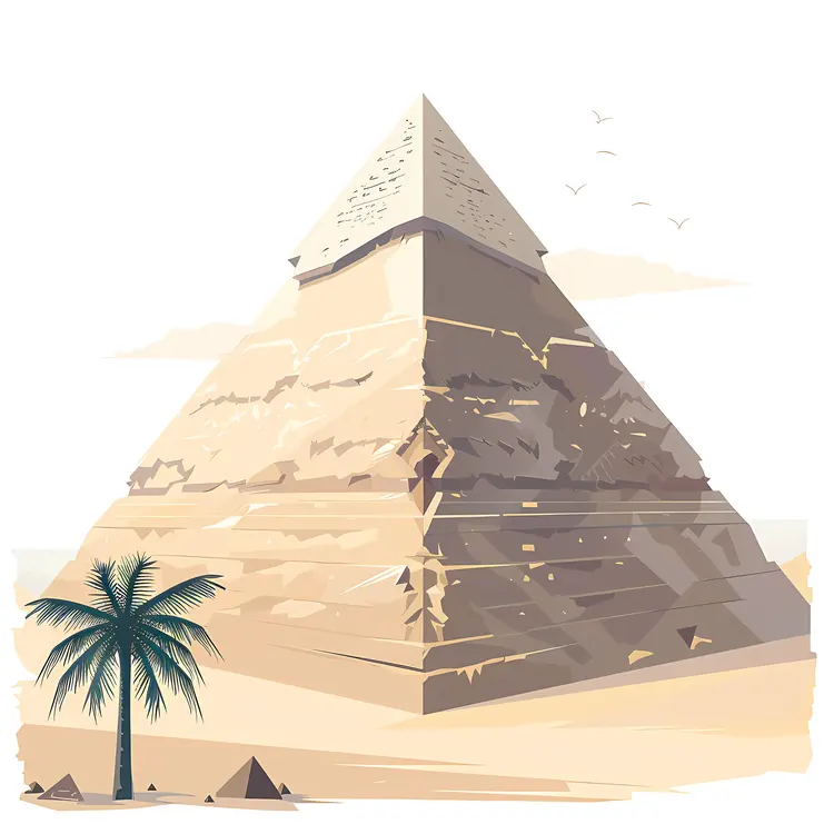 Ancient Pyramid with Palm Tree