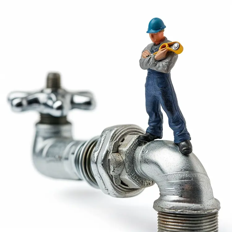 Miniature Plumber on Water Pipe