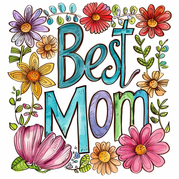 Best Mom Floral Card