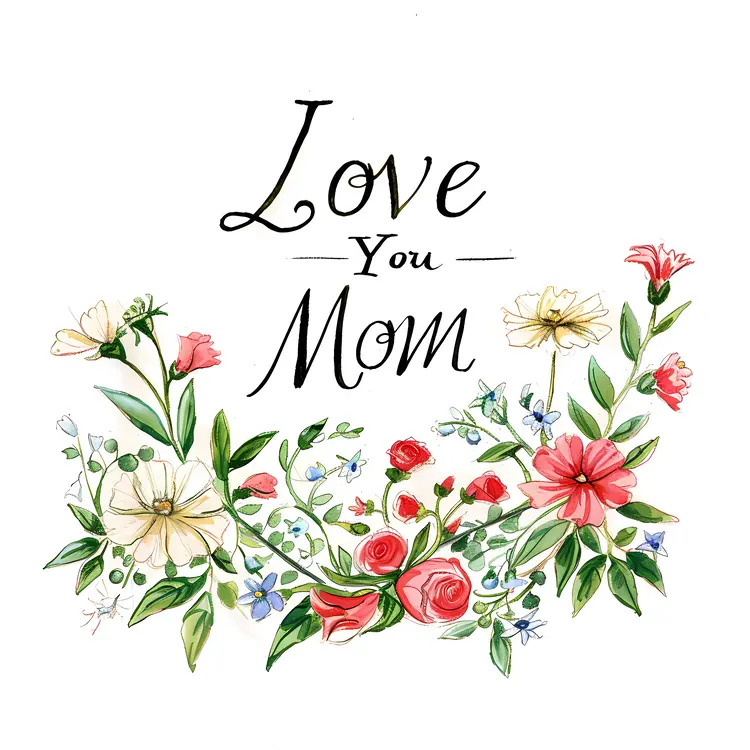 Floral Love You Mom Greeting Card
