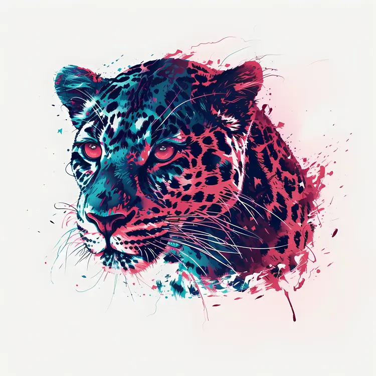 Colorful Leopard Head Illustration