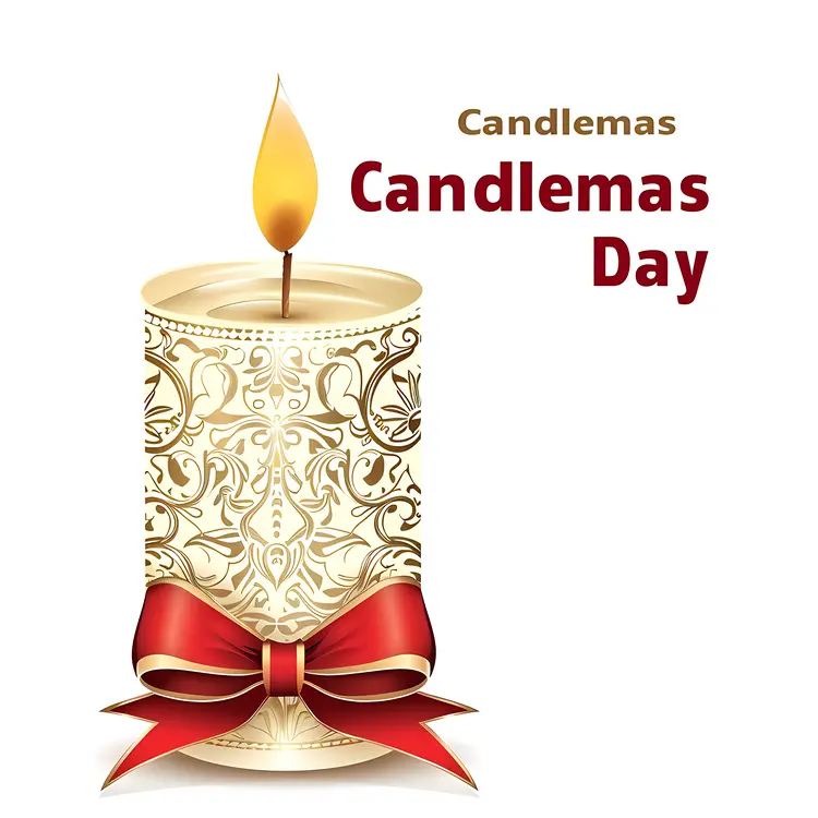 Decorative Candle with Red Ribbon for Candlemas Day