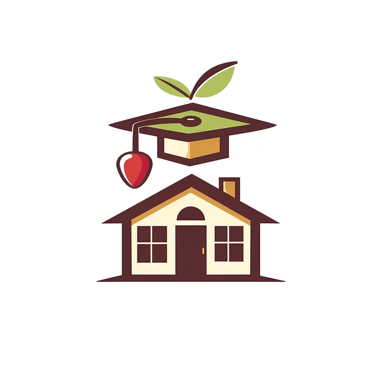 Educational House with Graduation Cap