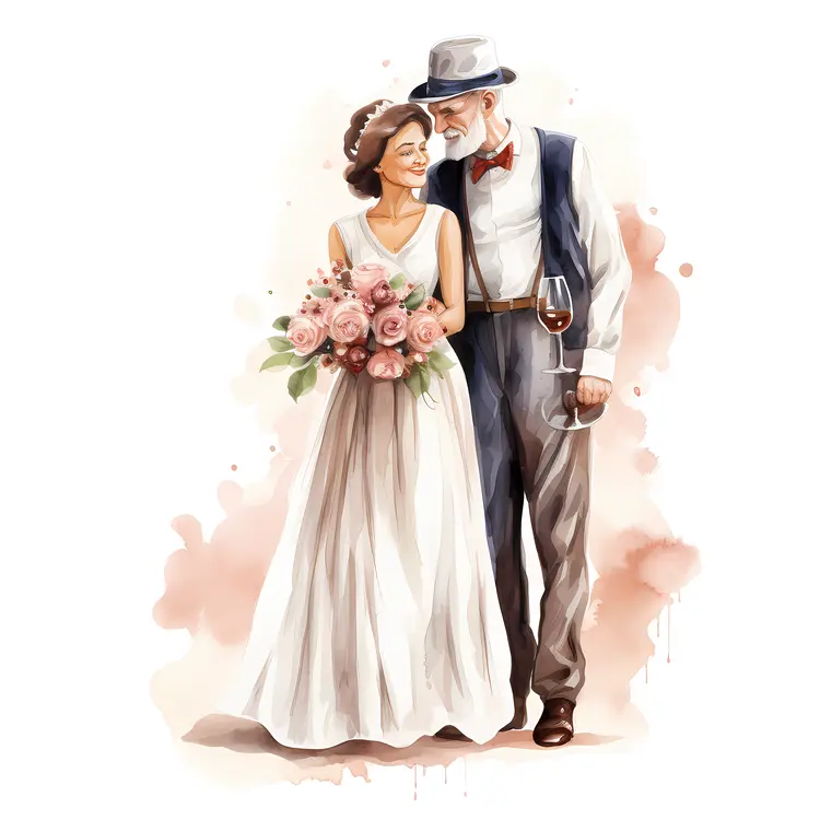 Elderly Couple on Wedding Day