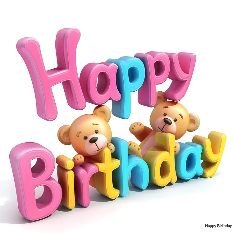 Teddy Bears with Happy Birthday Sign