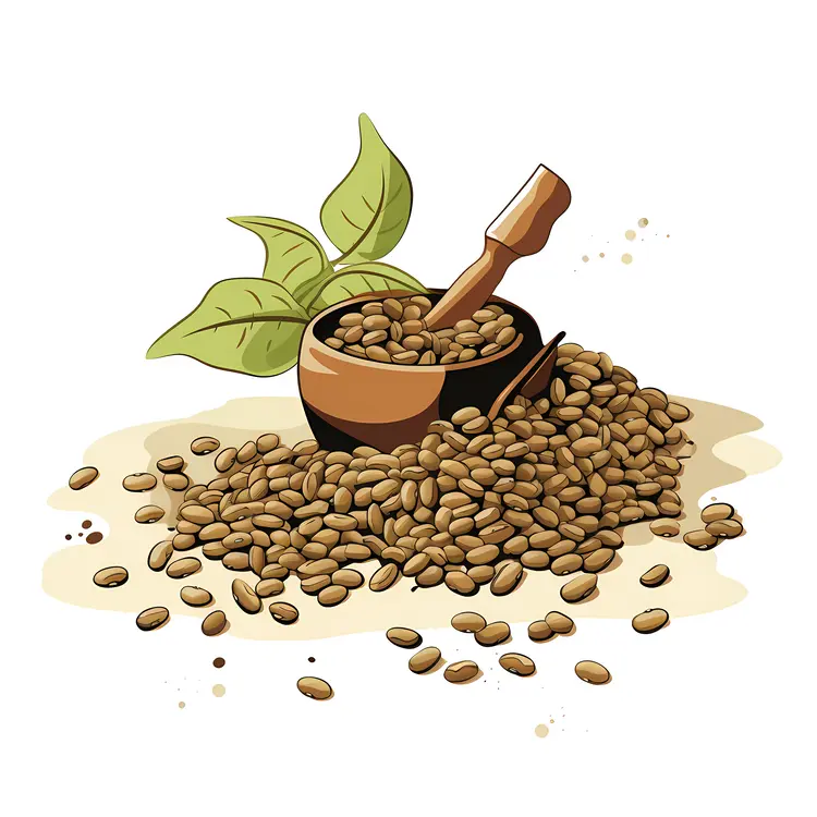 Bean Seeds in a Bowl with Leaves