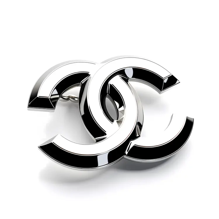 Silver Interlocking Logo of a Famous Brand