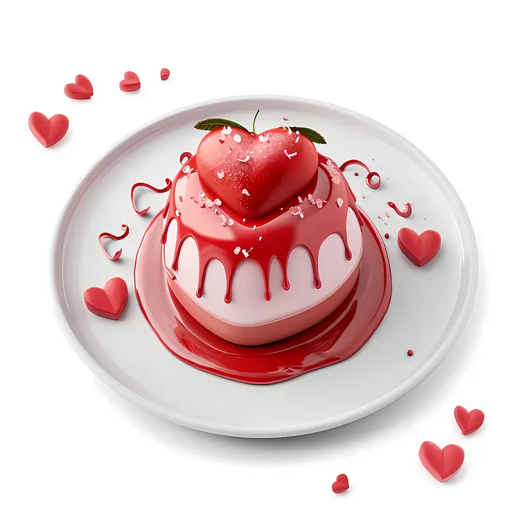 Heart-shaped Cake with Red Glaze