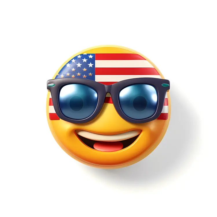 Cool Smiley Face with American Flag and Sunglasses