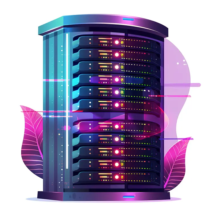Futuristic Server Rack with Plants