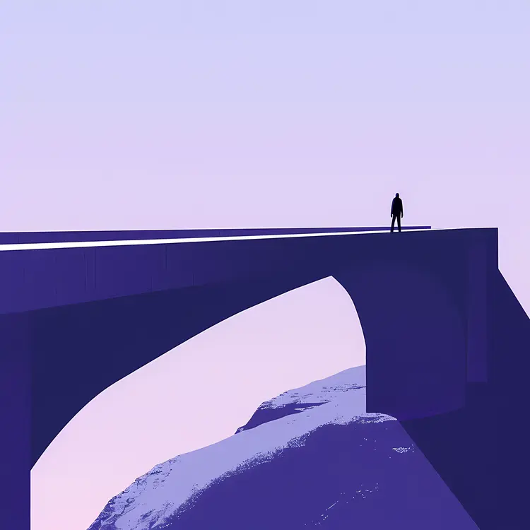 Mountain Bridge with Silhouette