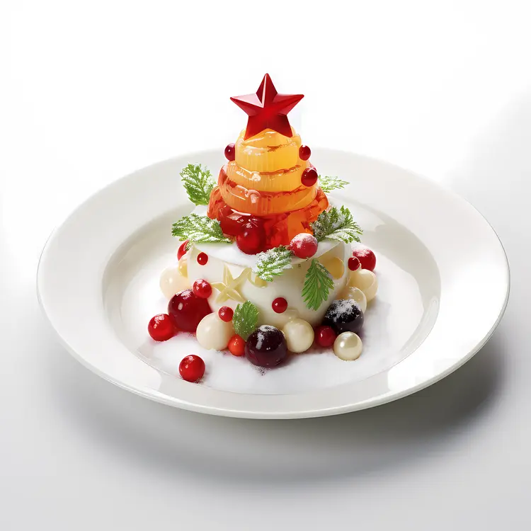 Christmas Jelly with Fruit and Star Decoration