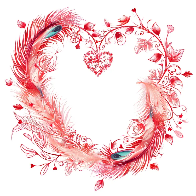 Heart-Shaped Floral Wreath with Feathers