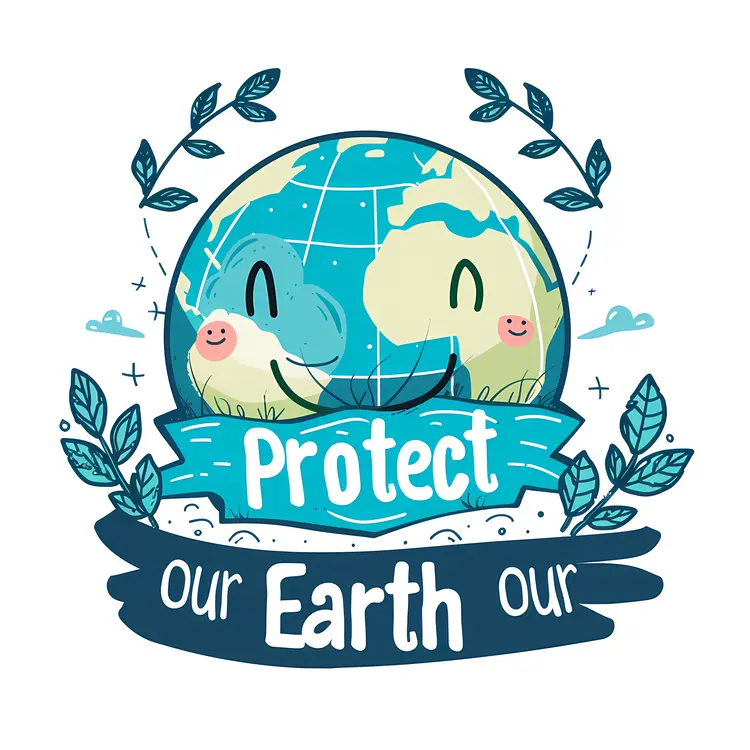 Protect Our Earth Illustration with Smiling Earth