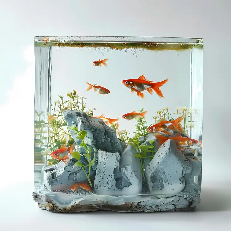 Aquarium with Goldfish and Plants