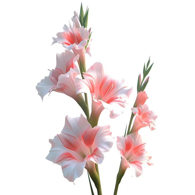 Pink Gladiolus Blooming in Garden