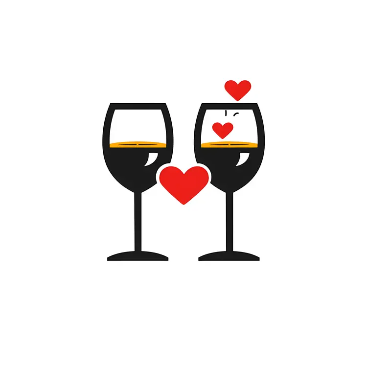 Romantic Wine Glasses Illustration