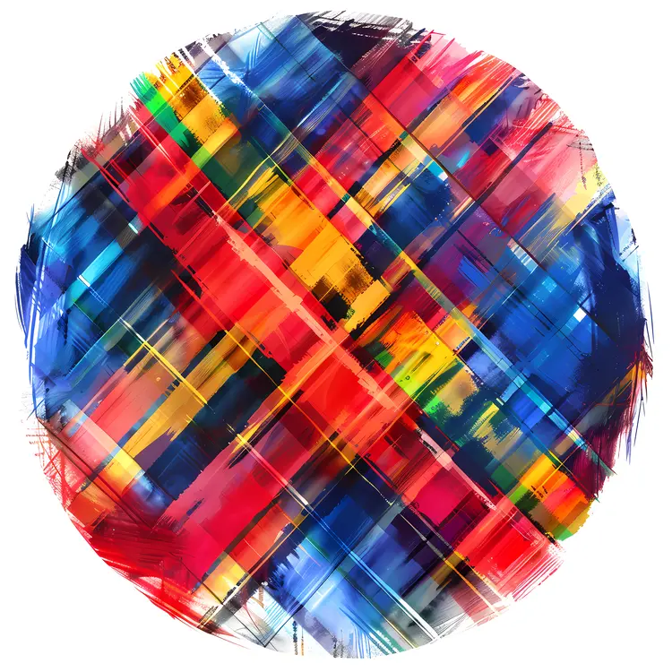 Abstract Colorful Plaid Circle