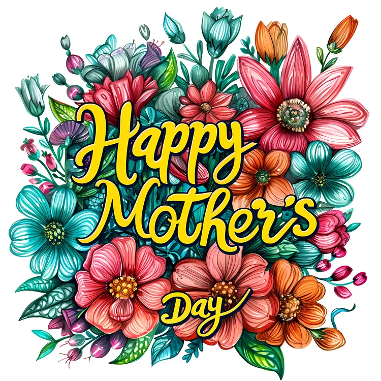 Vibrant Mother's Day Card with Flowers