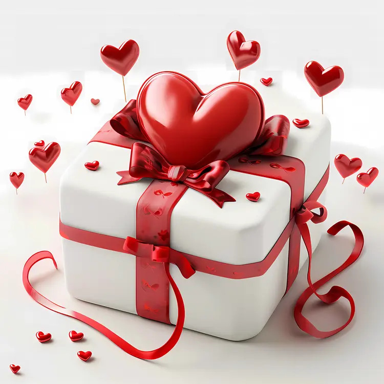 Charming Gift Box with Heart and Ribbon