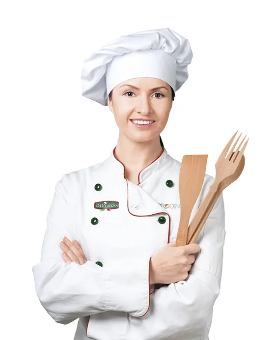 Female Chef Holding Wooden Utensils