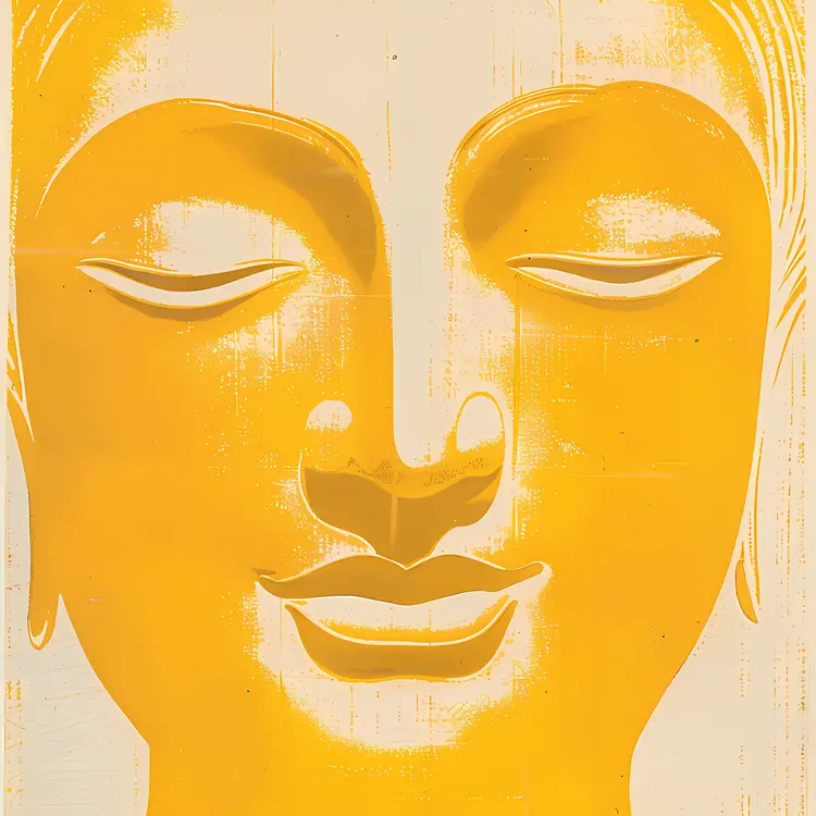 Yellow Buddha Face in Peaceful Meditation