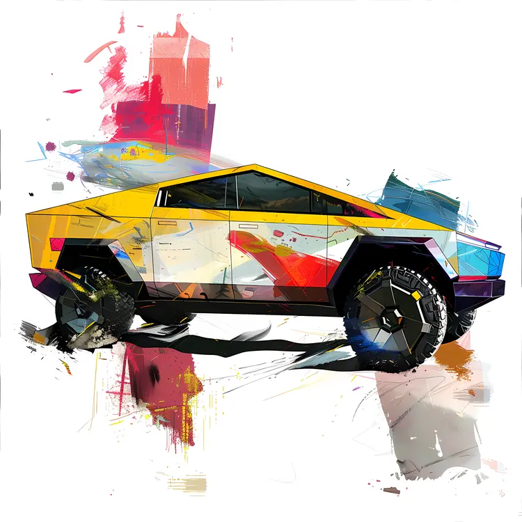 Futuristic Car with Colorful Design