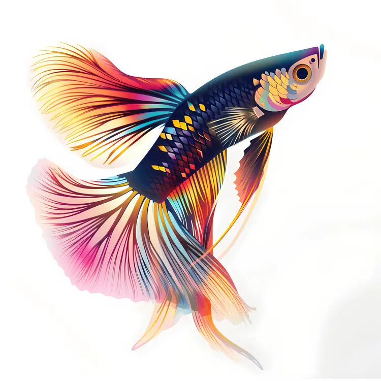Colorful Betta Fish with Vibrant Fins