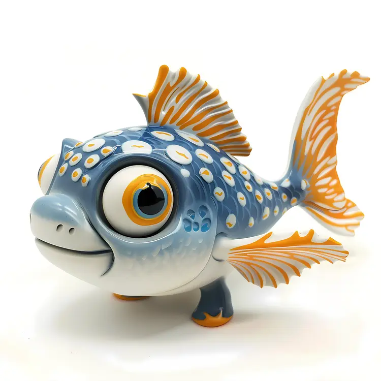 Cute Blue and Orange Spotted Fish Toy