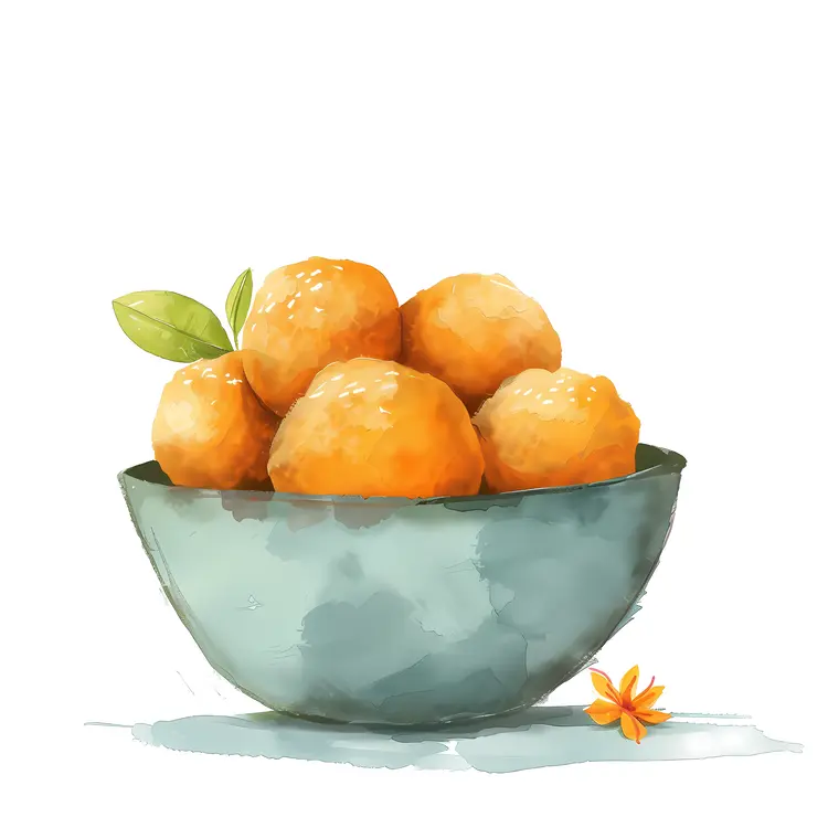 Orange Balls with Flower in Bowl