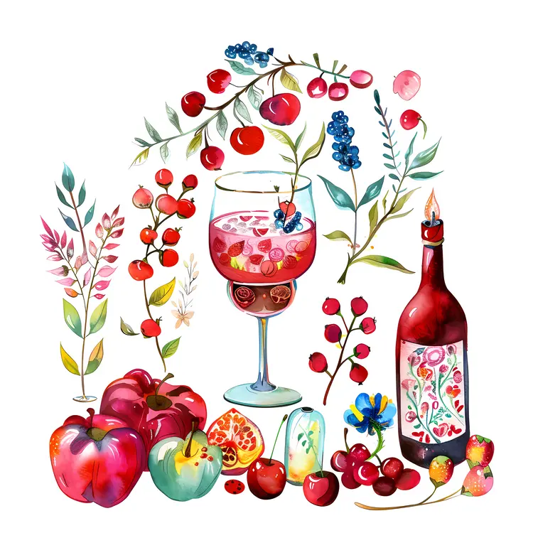 Elegant Wine and Fruits Still Life