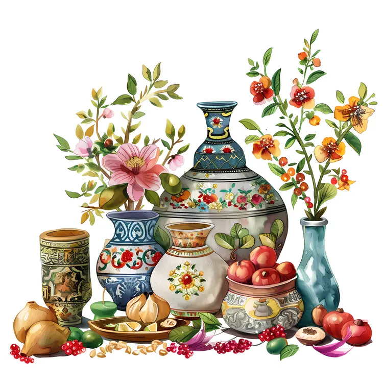 Decorative Flower Vases with Floral Arrangements