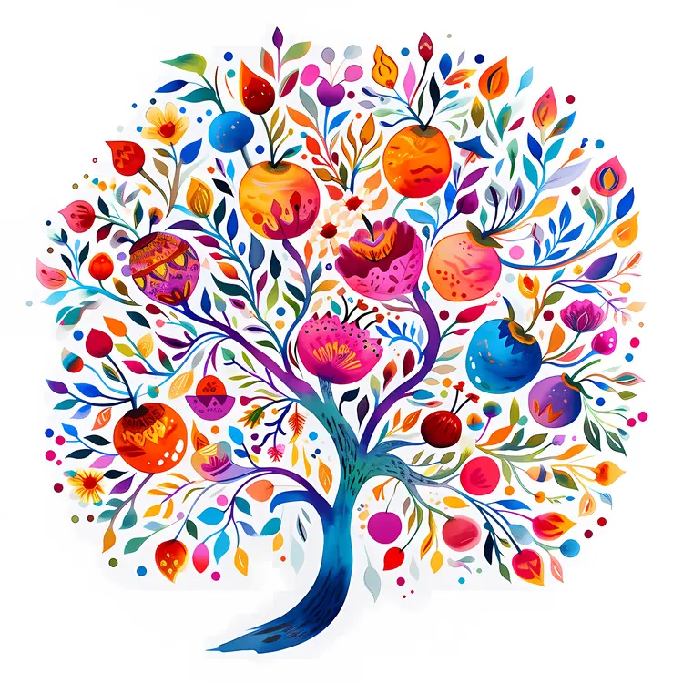 Vibrant Fruit Tree Illustration