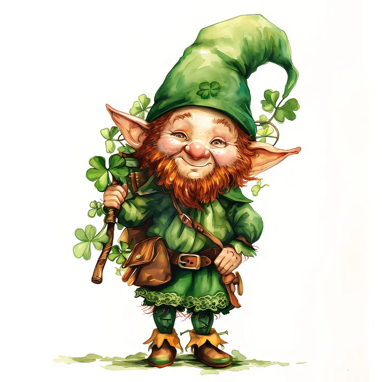 Whimsical Green Elf Illustration
