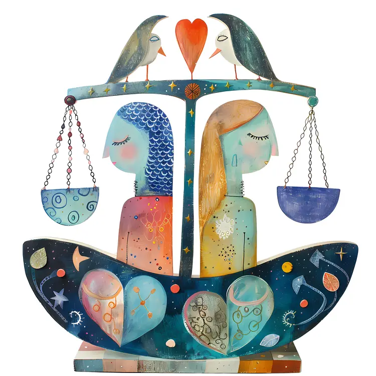 Artistic Scales with Birds and People