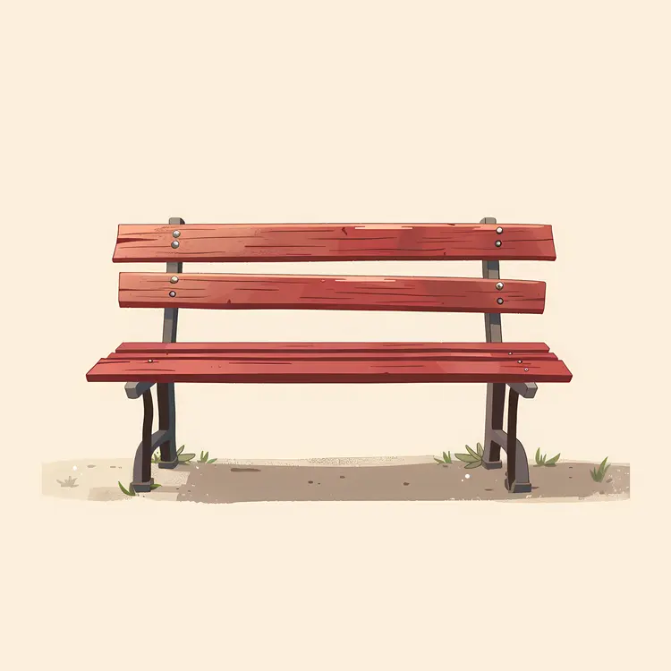 Red Wooden Park Bench