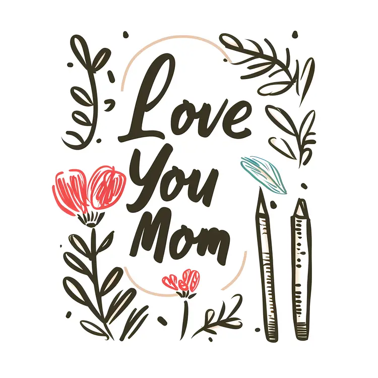 Love You Mom Floral Greeting Card