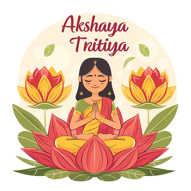 Colorful Akshaya Tritiya Girl Illustration