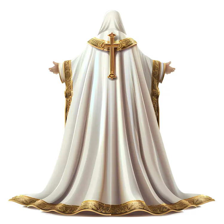 White Robe with Cross and Gold Trim
