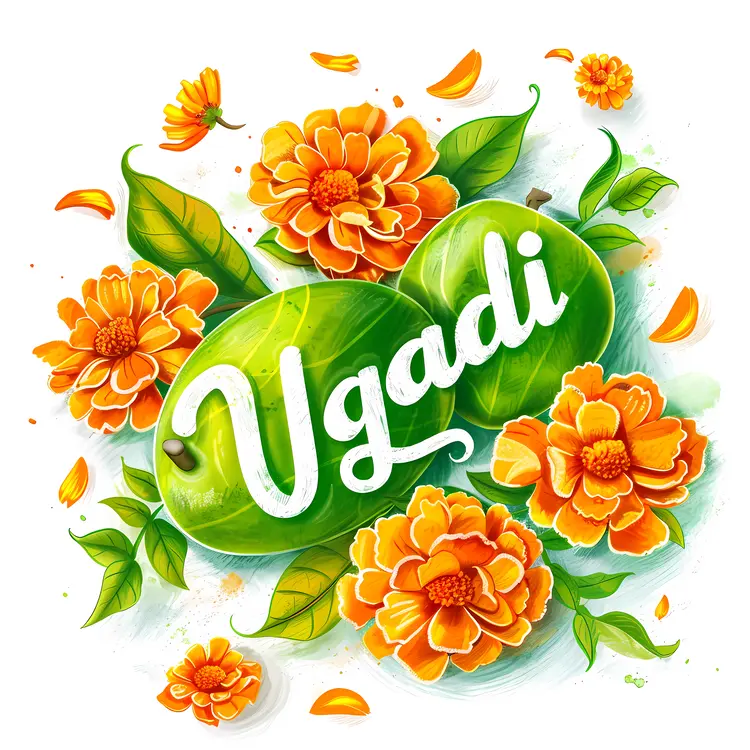 Ugadi Festival with Green Fruits and Flowers