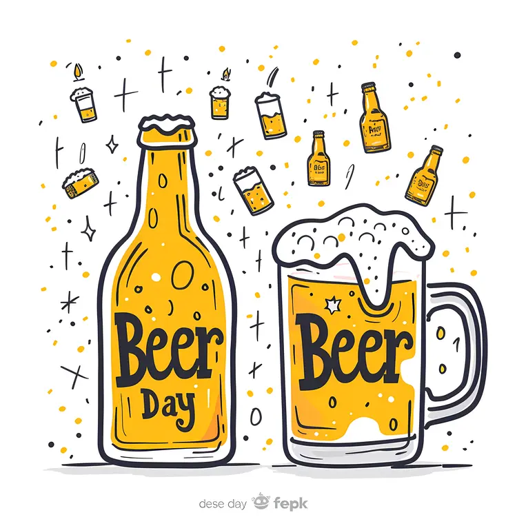 Beer Bottle and Mug Illustration