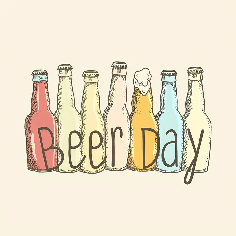 Beer Day Bottles Illustration