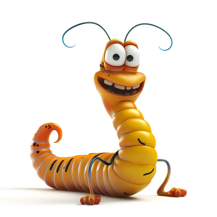 Smiling Orange Cartoon Worm