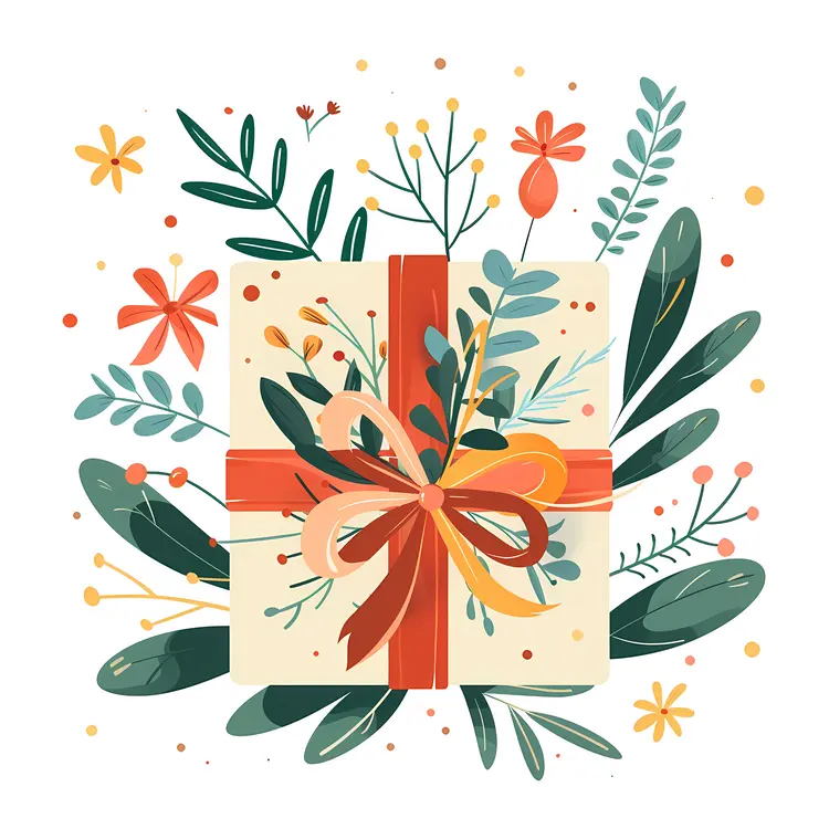 Colorful Floral Gift Box with Ribbon