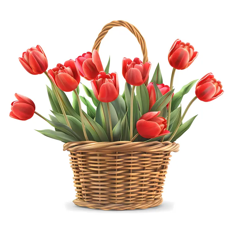 Red Tulip Flower Basket