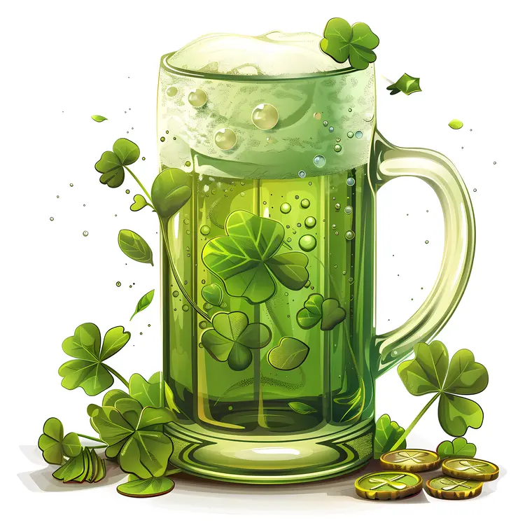 Green Beer Mug with Shamrocks