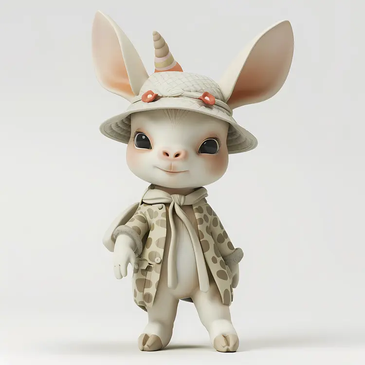 Adventurous Goat Character with Hat and Jacket