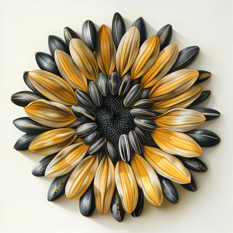 Sunflower with Seeds and Petals